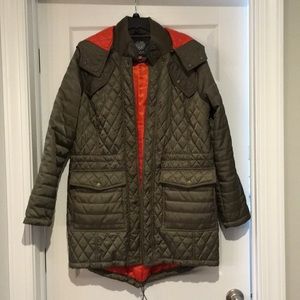 Vince Camuto Olive Green Quilted Jacket w/Hood EUC